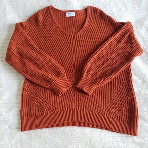 Old Navy Chunky Burnt Orange V-Neck Sweater Size L